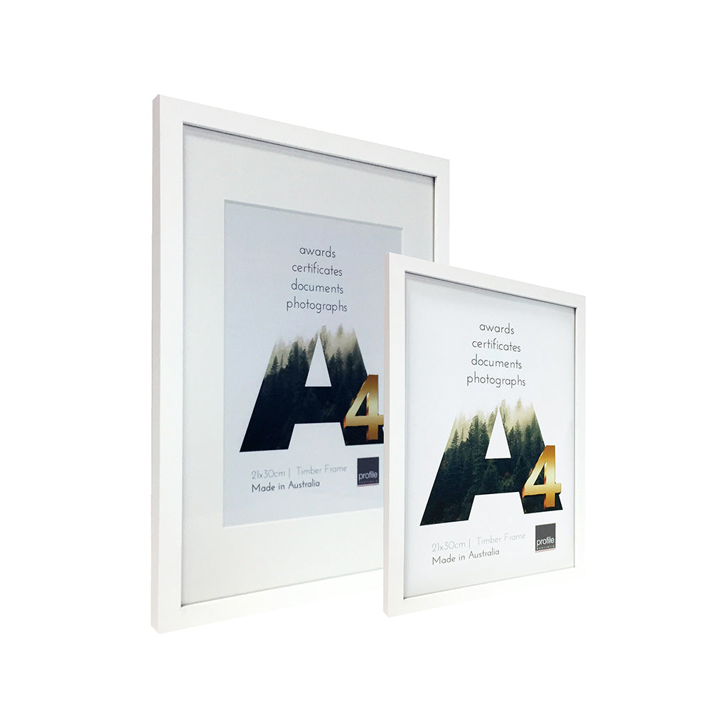 A4 - A3 Certificate sized Australian made timber frame with a matte white finish