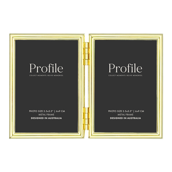 Habitat Double Metal Photo Frame - Gold